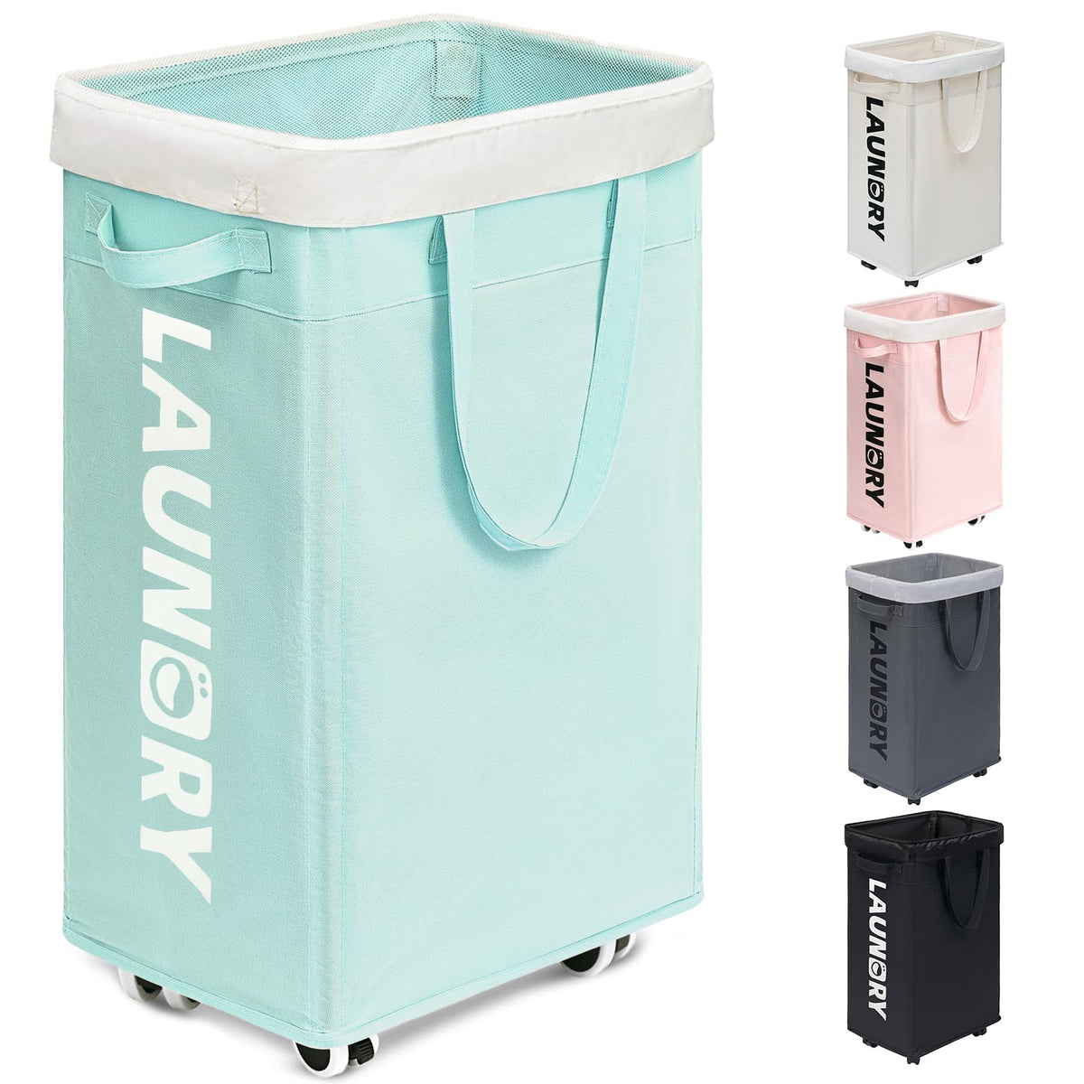 Goodpick rolling laundry basket with wheels for easy transport between rooms