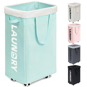 Goodpick rolling laundry basket with wheels for easy transport between rooms