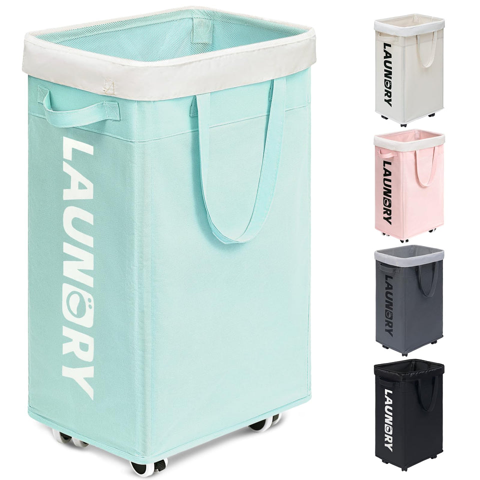 Goodpick rolling laundry basket with wheels for easy transport between rooms