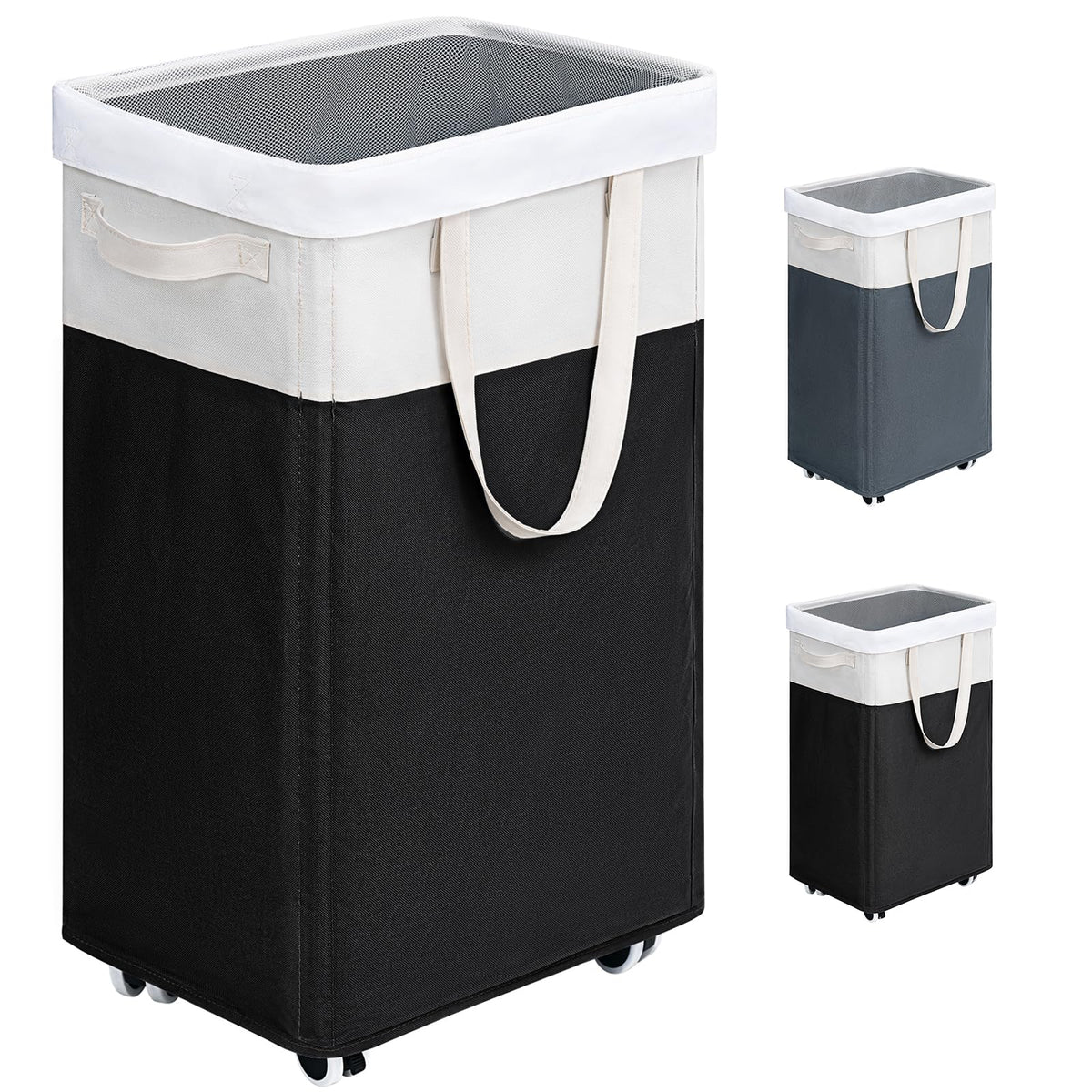 Goodpick rolling laundry hamper with wheels for easy transport of dirty clothes.