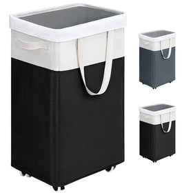 Goodpick rolling laundry hamper with wheels for easy transport of dirty clothes.