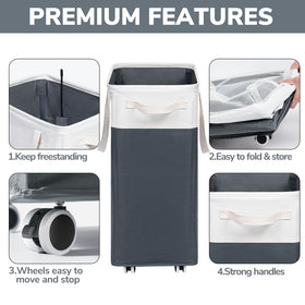 Goodpick tall 75L capacity laundry hamper holds clothes and blankets.