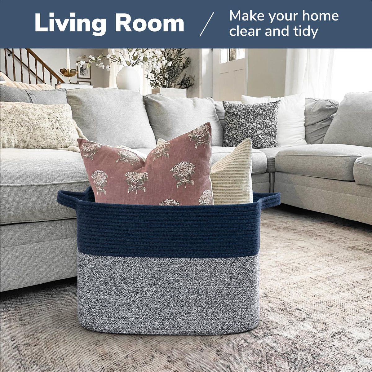 Goodpick toy storage basket with handles ideal for quick tidy in nursery