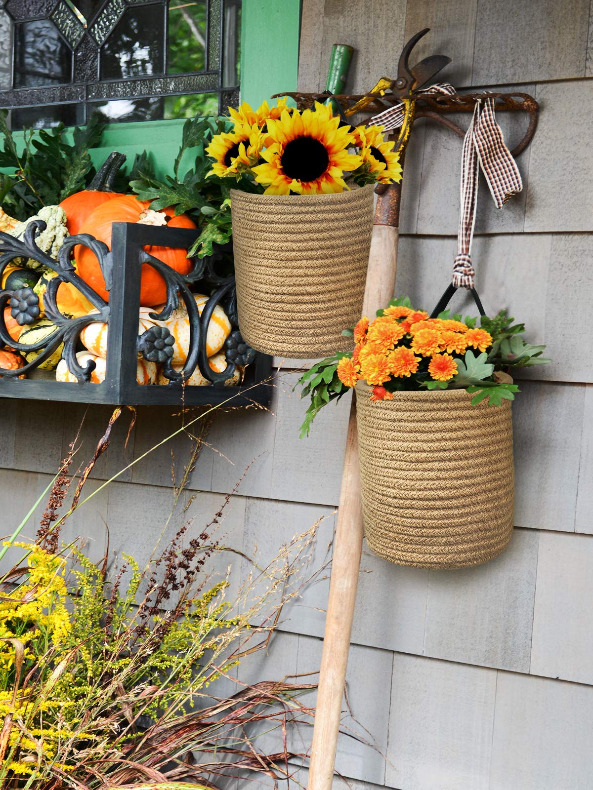 Goodpick wall plant basket displays small plants with a textured, stylish look.