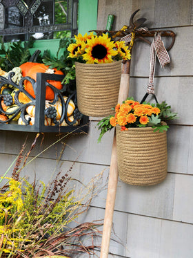Goodpick wall plant basket displays small plants with a textured, stylish look.