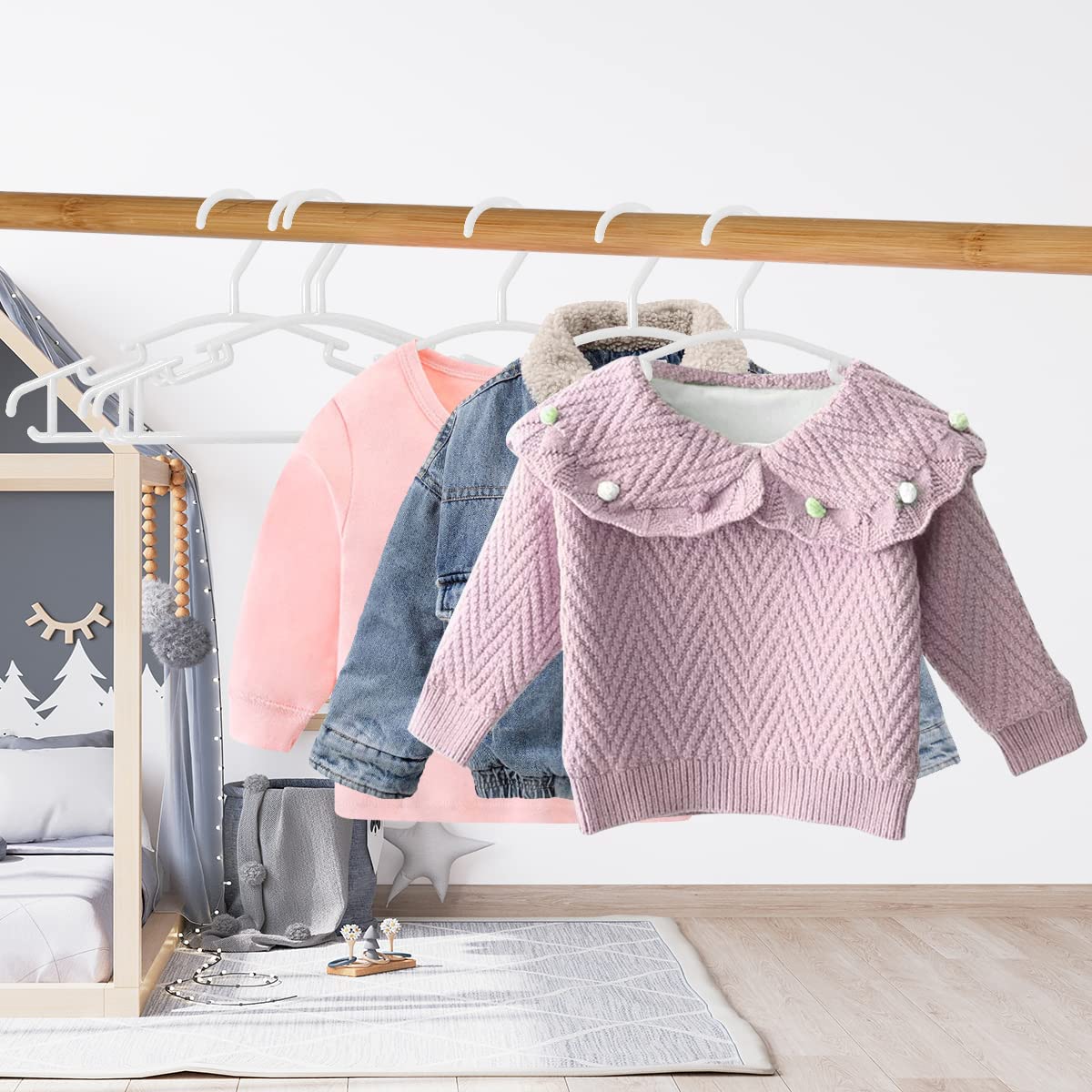 GoodtoU hangers fit standard closet rods up to 1.57 inches.