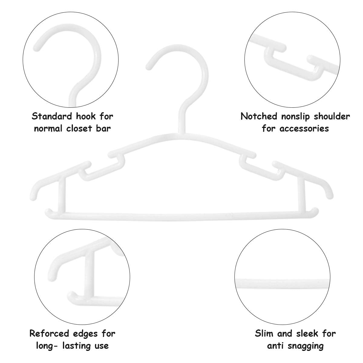 GoodtoU baby hangers with notched shoulders prevent strap slippage and keep outfits aligned.