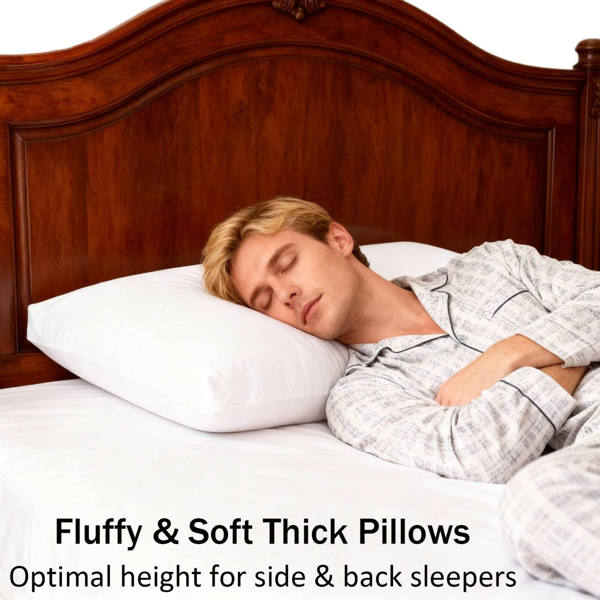 Gooeb thick bed pillow king size side-view highlighting head cradling support