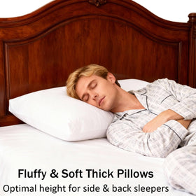 Gooeb thick bed pillow king size side-view highlighting head cradling support