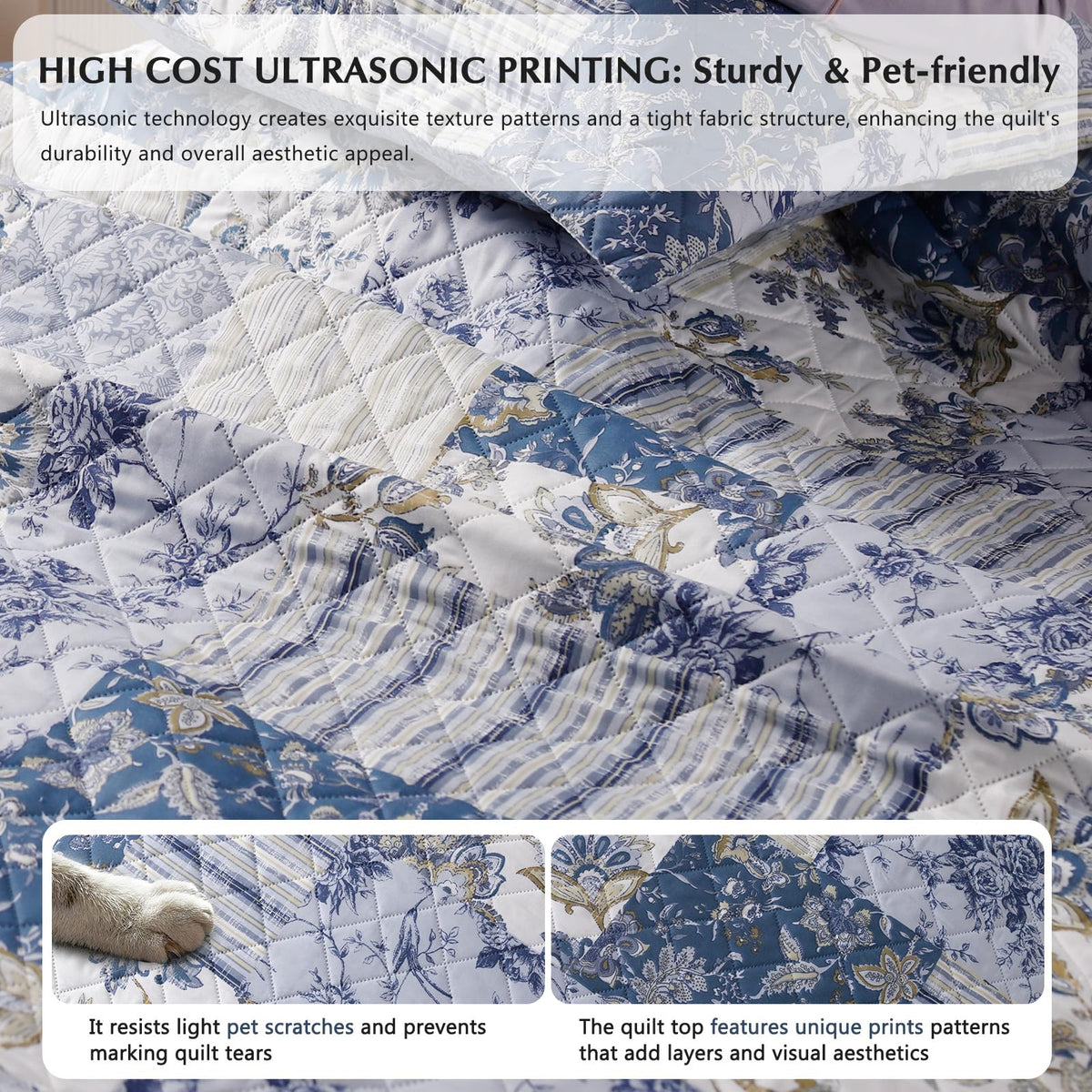 GOONE XL King Quilt Set offers all-season comfort with breathable microfiber layers.