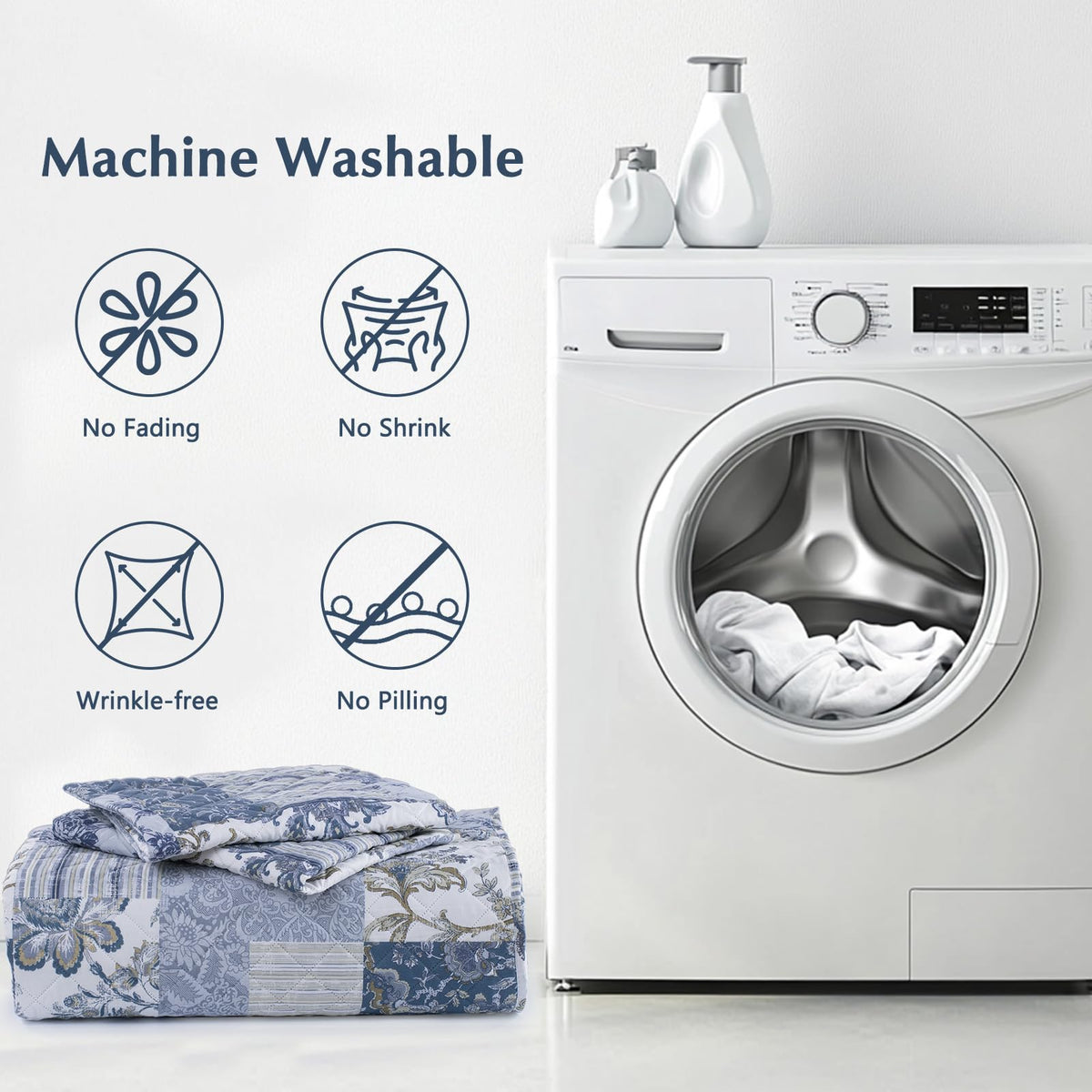 GOONE XL King Quilt Set is easy to care for with machine washability.