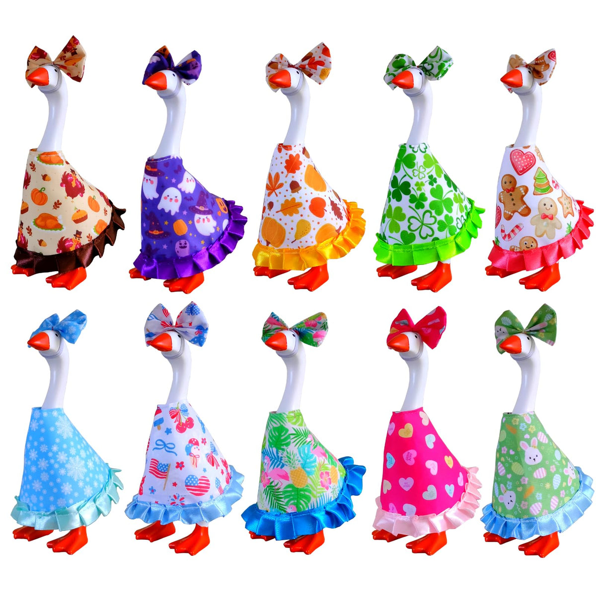 GOOSEEVE 7-inch desk goose Christmas skirt for festive display.