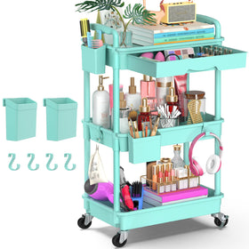 Goovilla 3-tier rolling cart with removable drawer for versatile storage