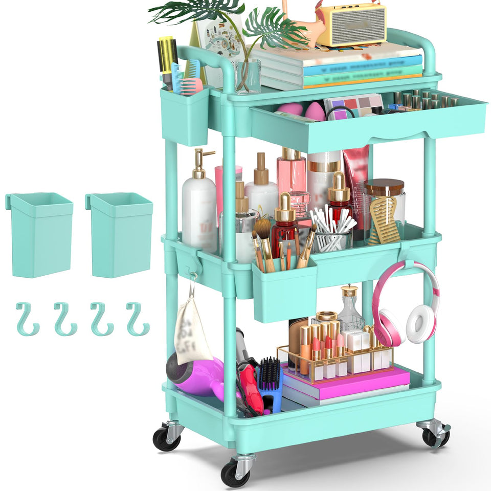 Goovilla 3-tier rolling cart with removable drawer for versatile storage