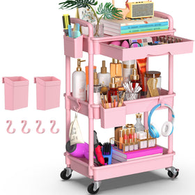 Goovilla 3-tier cart with removable top drawer for easy cleaning.