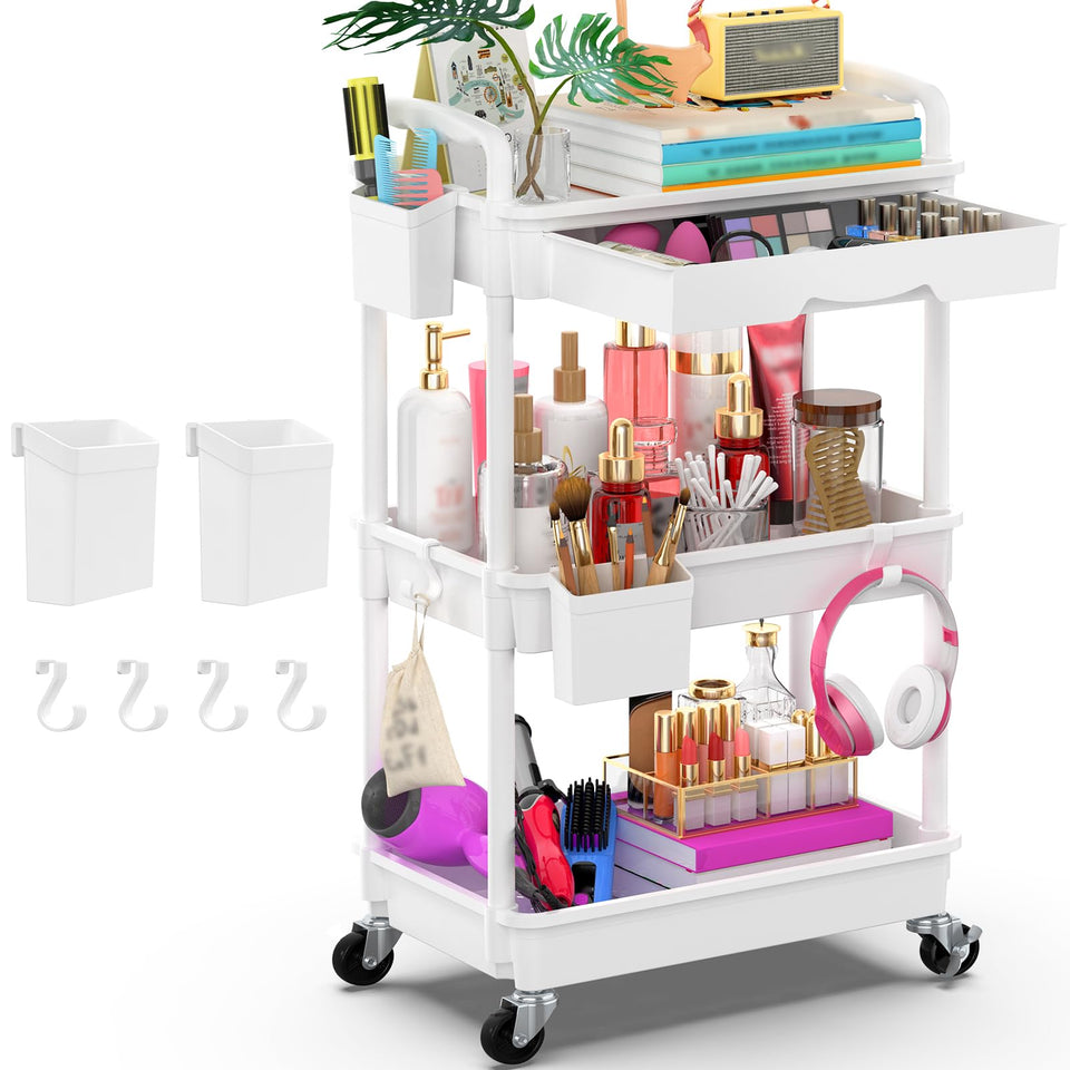 Goovilla 3-tier rolling cart with removable top drawer for organized small items