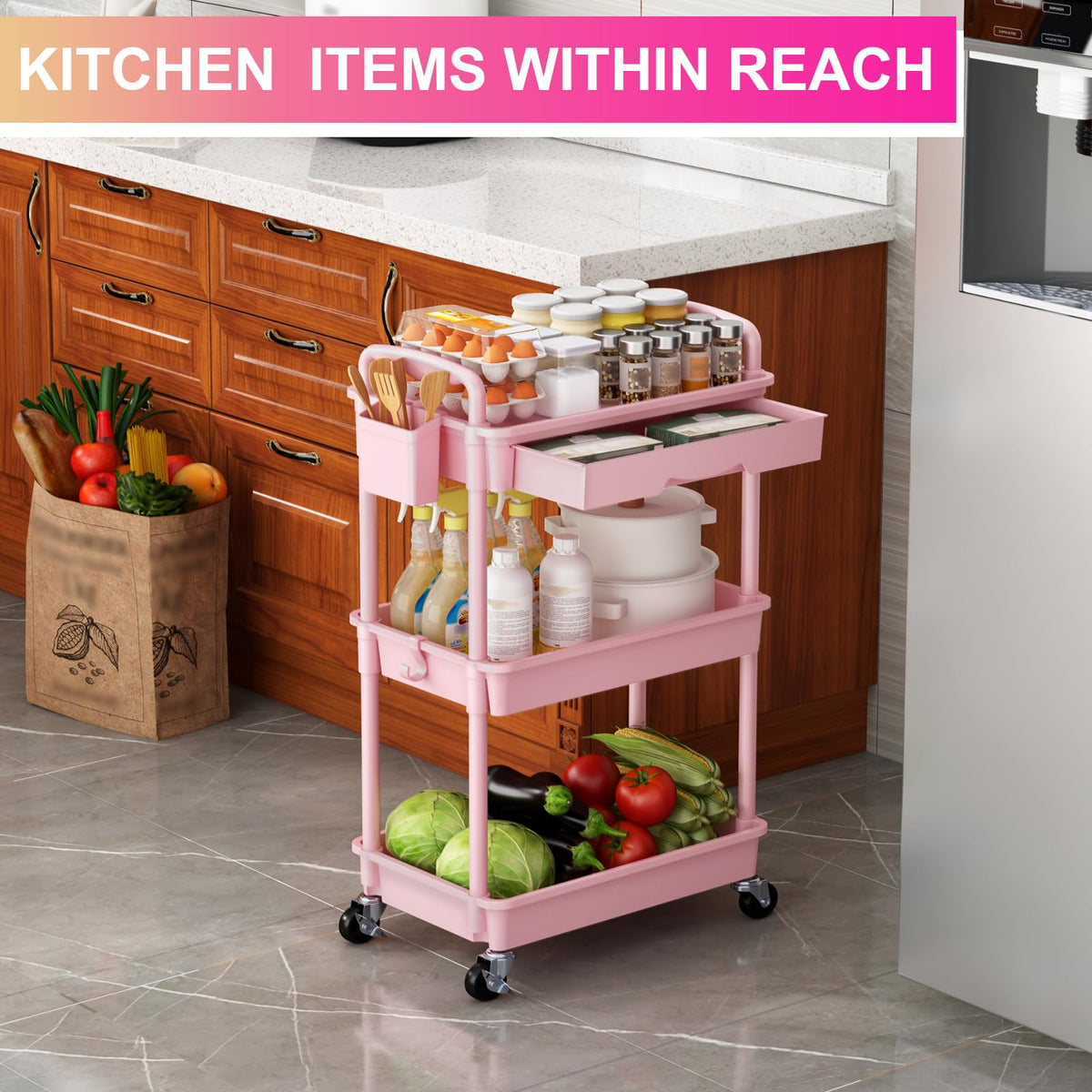Goovilla accessories including two cups and four hooks for organization.