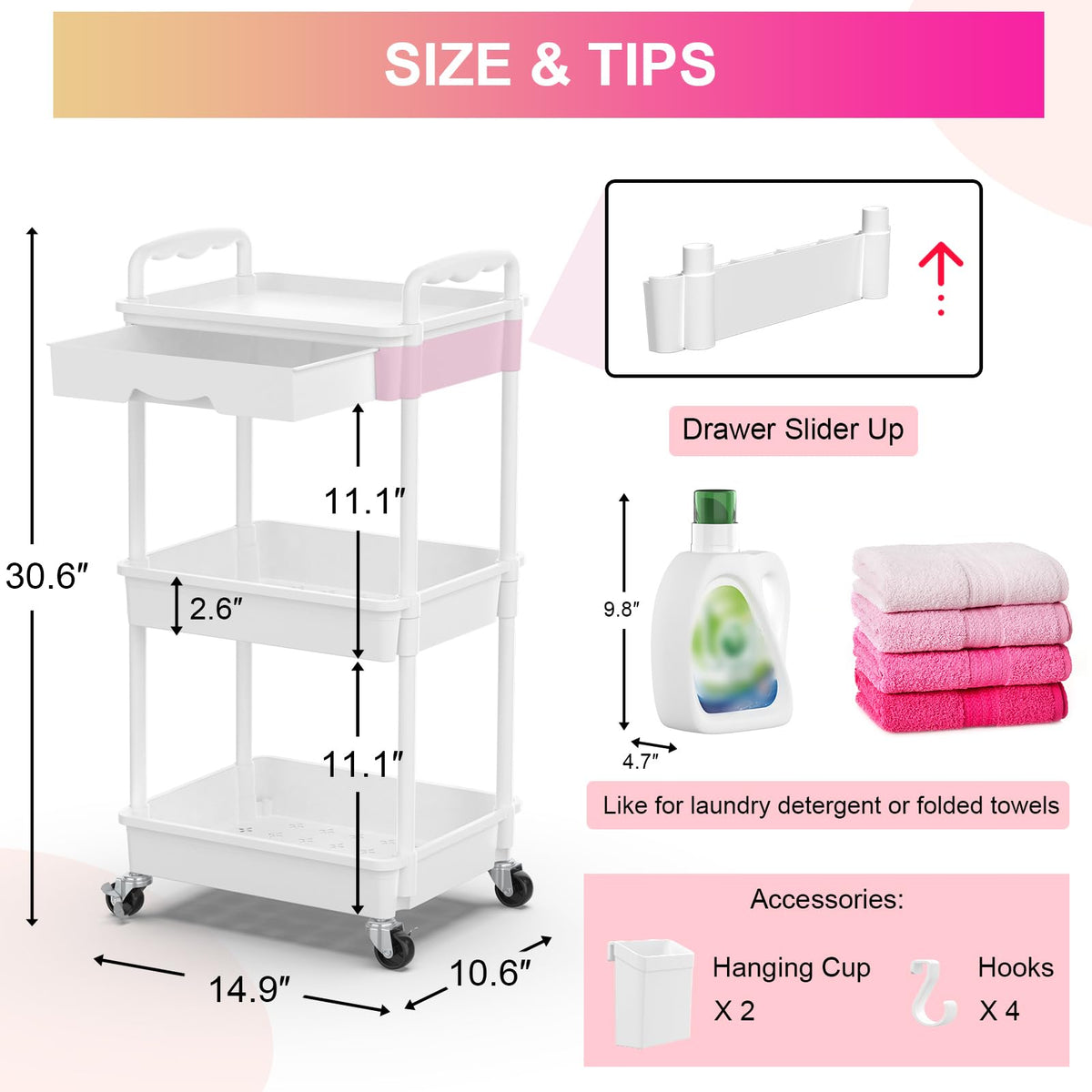 Durable white Goovilla plastic cart that resists rust and scratches