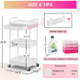 Durable white Goovilla plastic cart that resists rust and scratches