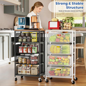 Goovilla kitchen cart with four drawers for organized storage.