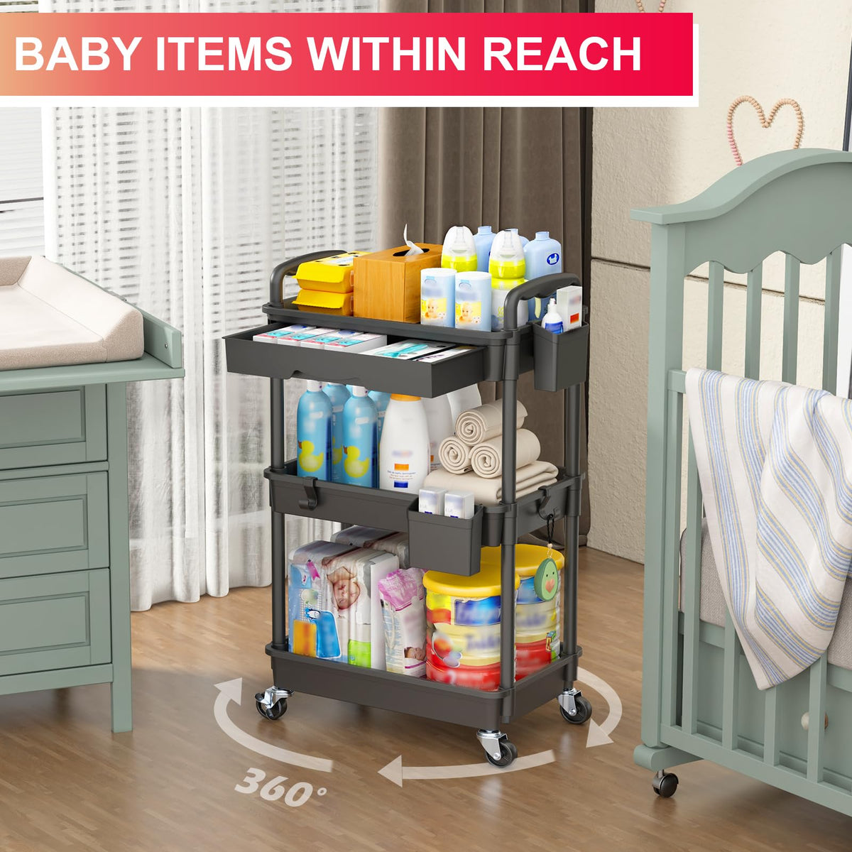 Goovilla versatile cart suited for bathroom, kitchen, craft, and beauty tasks