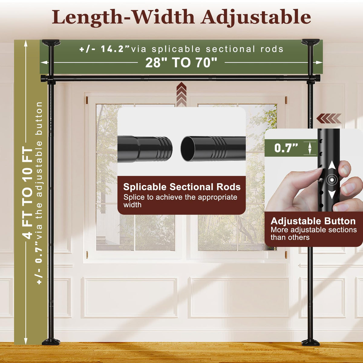 Goovilla adjustable height and width for a tailored room fit.