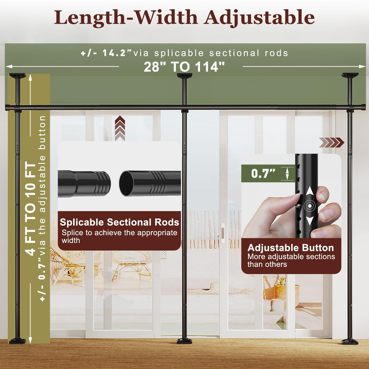 Goovilla room divider adjustable height demonstrates flexible space division