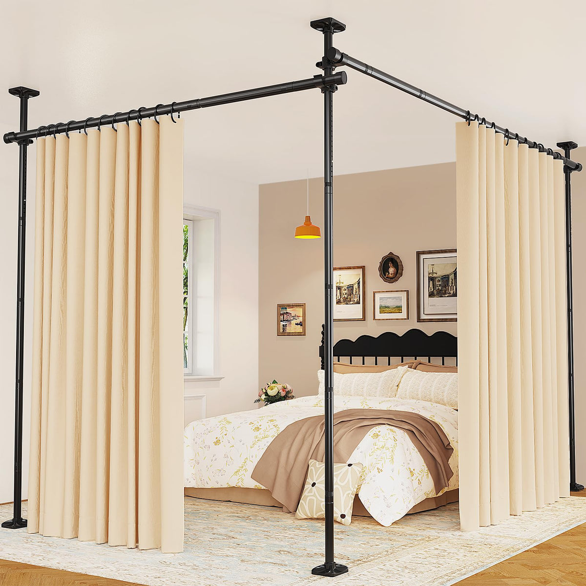 Goovilla room divider floor-to-ceiling setup creates a movable privacy area