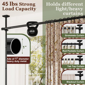 Goovilla supports up to 45 pounds for heavy drapes.