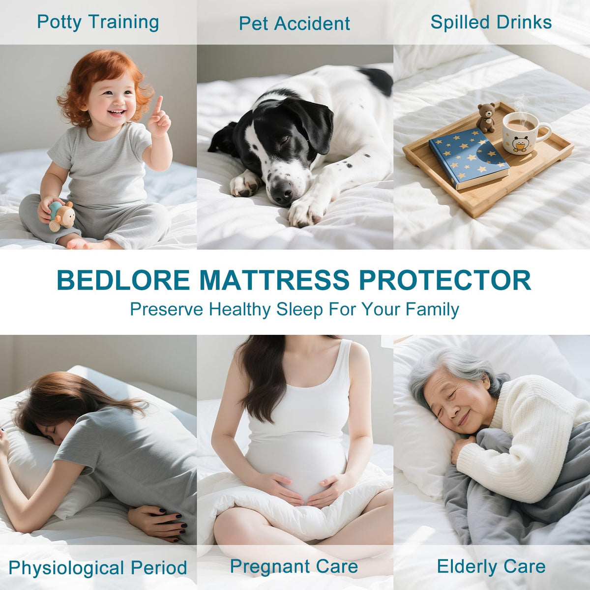 GOPOONY mattress protector in use on a bed