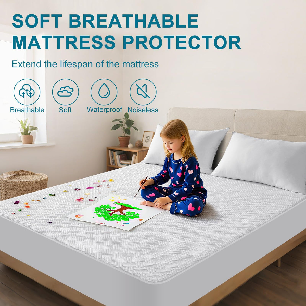 GOPOONY noiseless TPU backing eliminates rustling for restful sleep