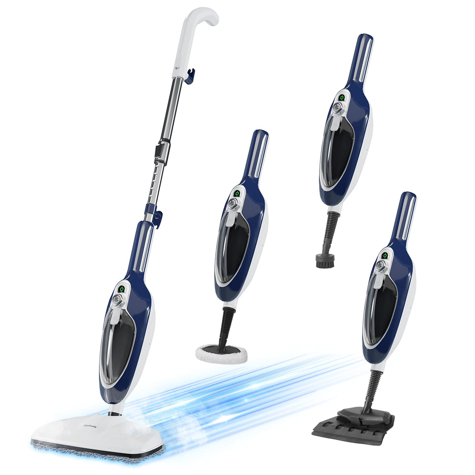 GorFanty Steam Mop base cleaning area showing all-floor efficiency and quick-dry results.