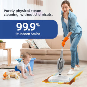 GorFanty steam mop in action cleaning floors with steam-only power.