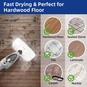 GorFanty steam mop with cord storage for tangle-free power management.