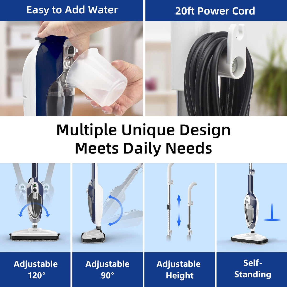 GorFanty steam mop swivel head cleaning under furniture