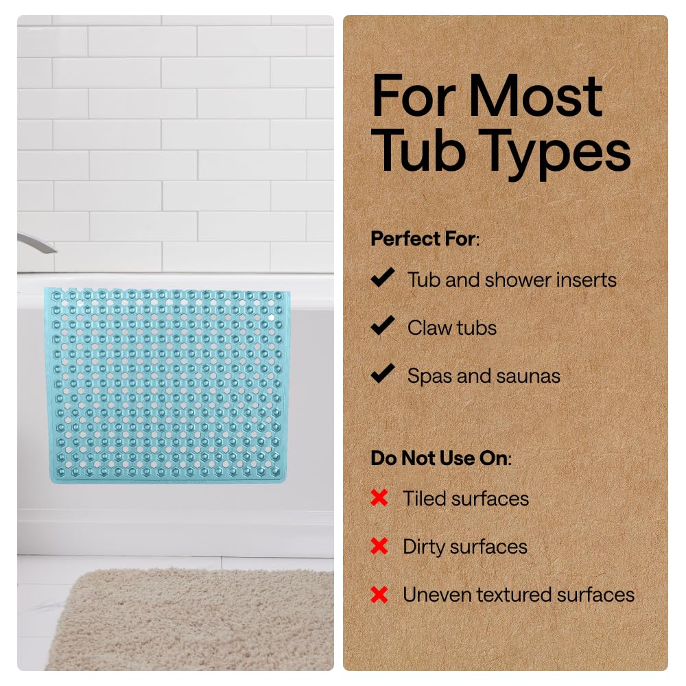 GORILLA GRIP 35x16 inch mat provides wide coverage for large tubs.