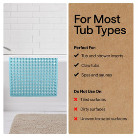 GORILLA GRIP 35x16 inch mat provides wide coverage for large tubs.
