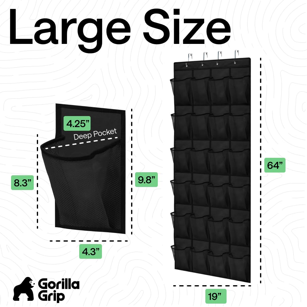 GORILLA GRIP 64 by 19 inch over-the-door organizer fits standard doors