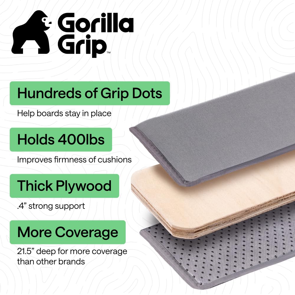 GORILLA GRIP cushion board spans 70 inches for wide sofa coverage.