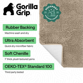 GORILLA GRIP absorbent chenille pile soaks moisture quickly to keep floors dry.
