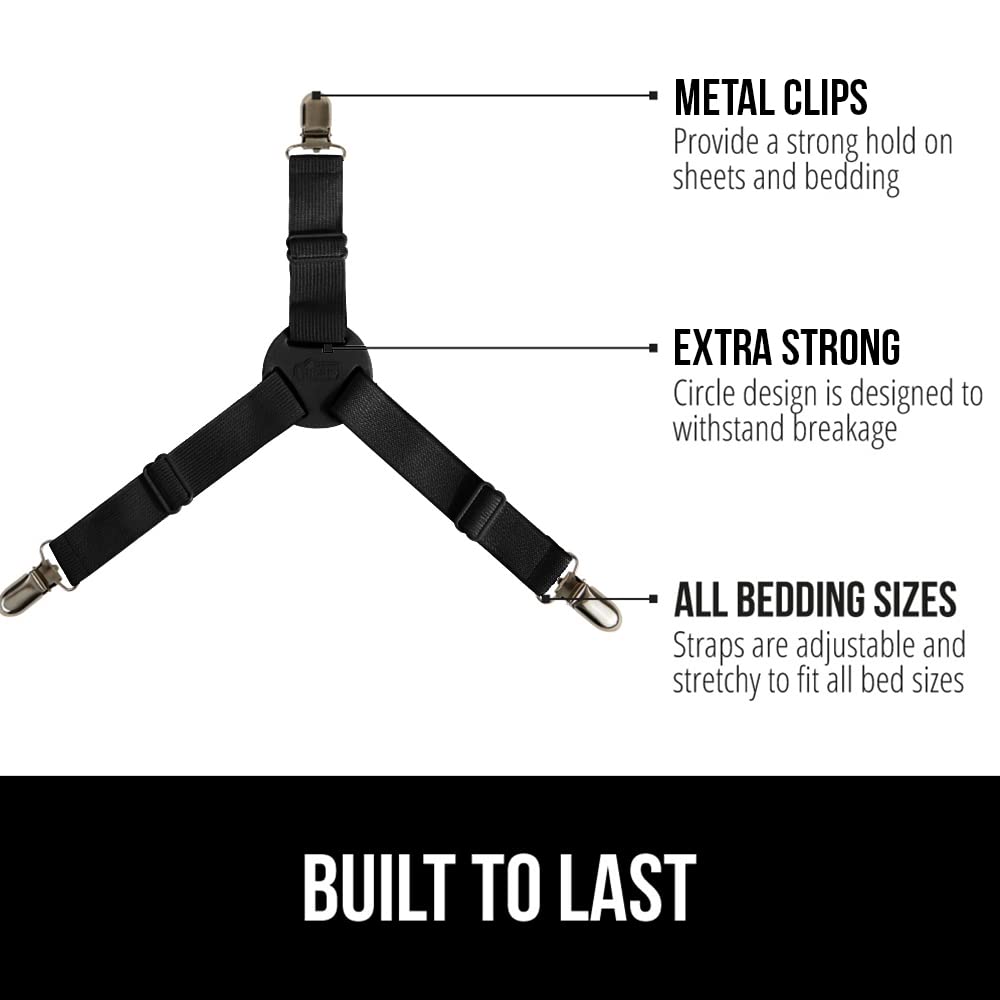 Gorilla Grip adjustable elastic fasteners fit all mattress sizes.
