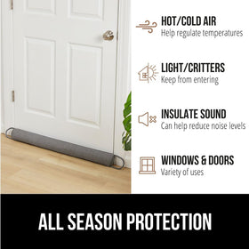 All-season door insulation use for interior or exterior doors with Gorilla Grip