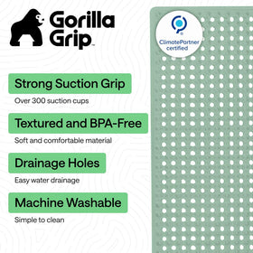 GORILLA GRIP mat shows drain holes guiding water away, preventing pooling