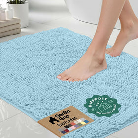 GORILLA GRIP bath rug 30x20 in sky blue delivers plush comfort and quick-drying performance