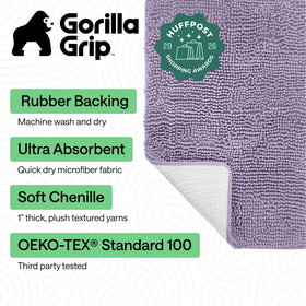 Gorilla Grip bath rug 36x24, close-up of dense chenille pile for softness