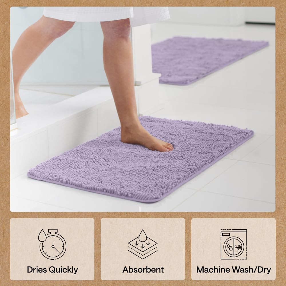 Gorilla Grip bath rug 36x24, ideal for bathroom floors after shower and quick drying