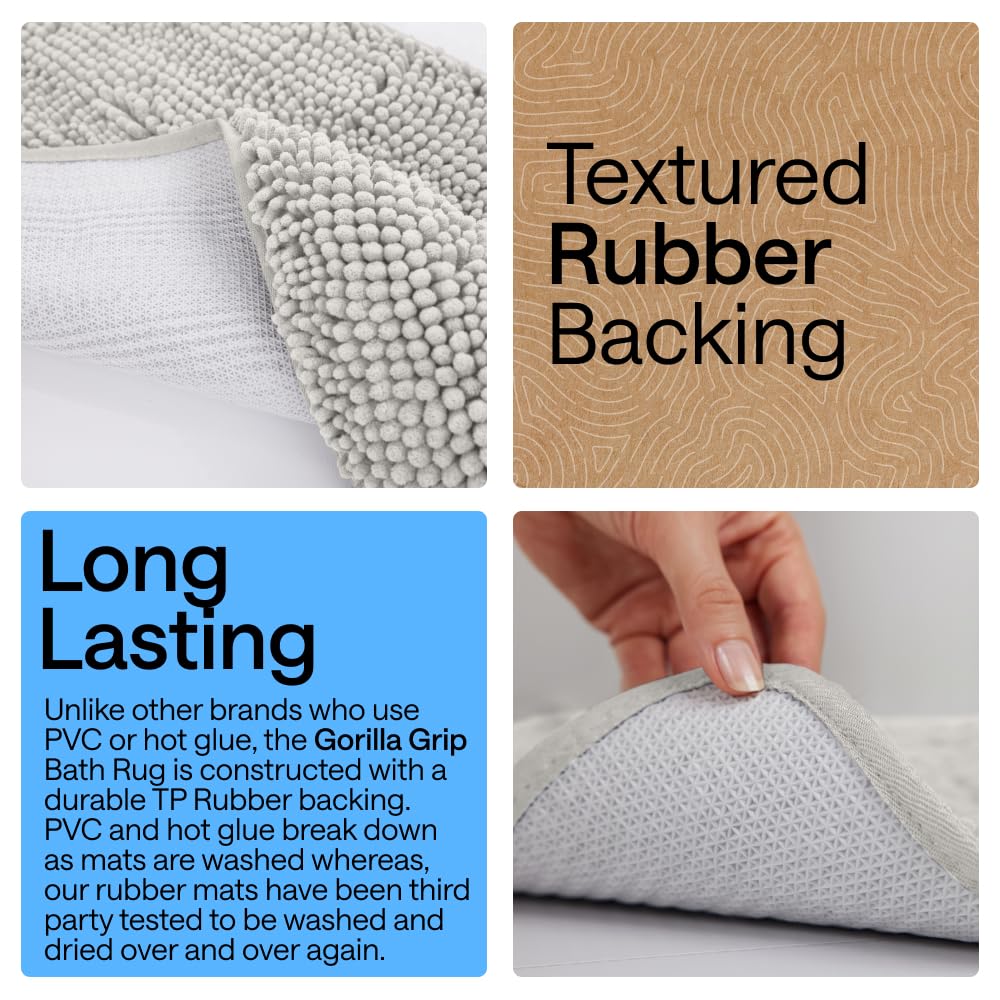 Gorilla Grip bath rug with quick-dry microfiber dries fast after use.