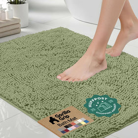 GORILLA GRIP bath rug 36x24 in sage green cushions feet, absorbs moisture
