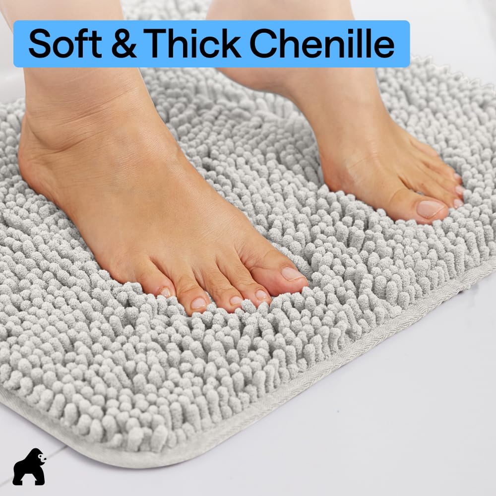 Gorilla Grip bath rug with TP rubber backing stays in place on floors.