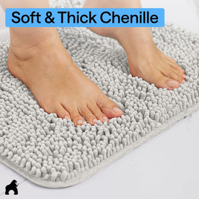 Gorilla Grip bath rug with TP rubber backing stays in place on floors.